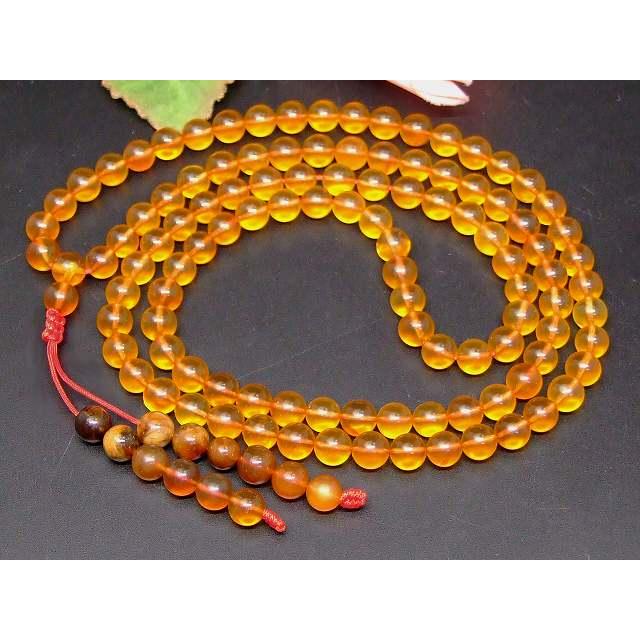 天然石 パワーストーン 65938 アンバー 琥珀 6mm 5A 全長約46cm 数珠