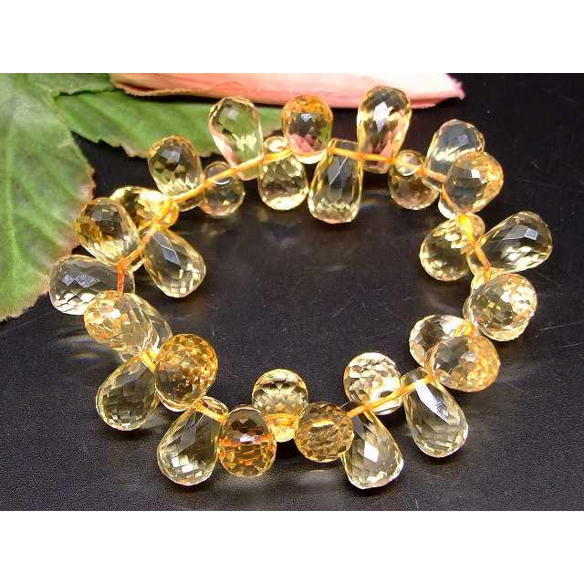 天然石 パワーストーン 66136 シトリン 黄水晶 雫 しずく カット 14mm