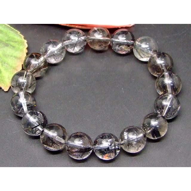 天然石 パワーストーン 66291 ブラックルチルクォーツ 針水晶 12mm 5A