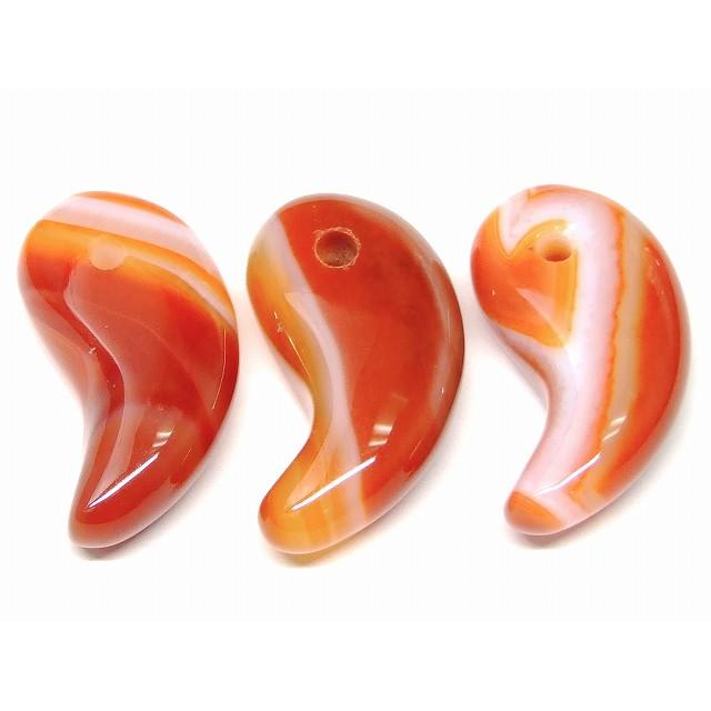 天然石 パワーストーン 66448C 勾玉 縞瑪瑙 3A 31×17mm 1個売り メノウ