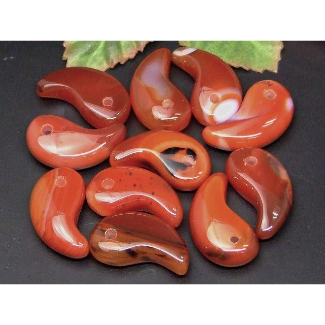 天然石 パワーストーン 66448Q 勾玉 赤瑪瑙 31×17mm 1個売り メノウ