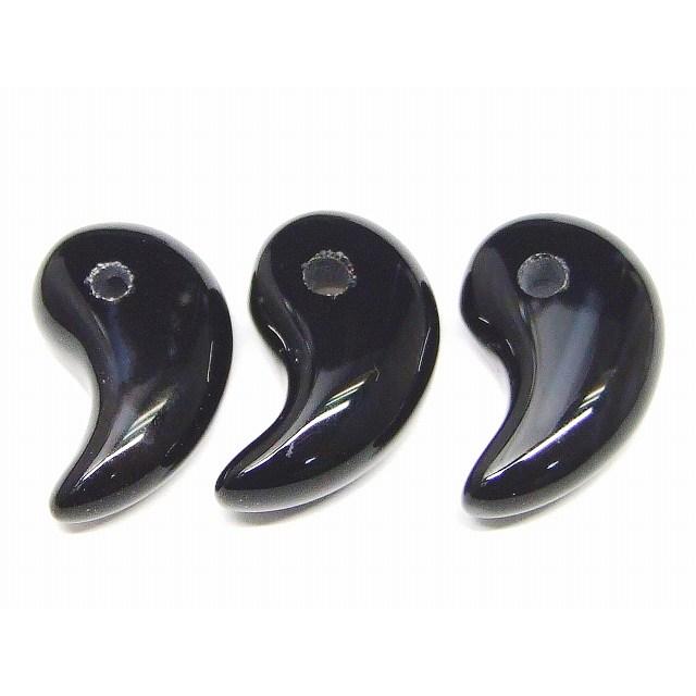 天然石 パワーストーン 66482E 勾玉 オニキス 18mm×12mm 1個売り 送料