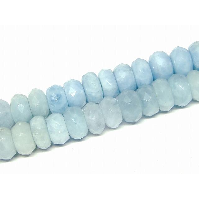 天然石 パワーストーン 66564 今月の半額 アクアマリン 14mm×8mm AA ボタンカット ソロバンカット 1連39cm 通し針、解説 ...