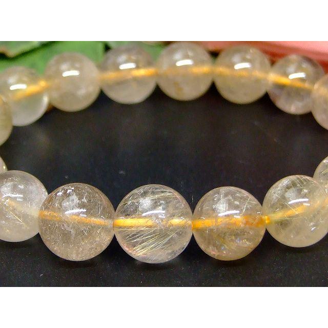 タイチンルチル水晶ブレスレット タイチンルチル水晶ブレスレット9mm☆D919 - 水晶・天然石
