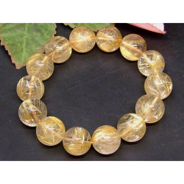 天然石 パワーストーン 66746 タイチンルチルクォーツ 針水晶 15mm