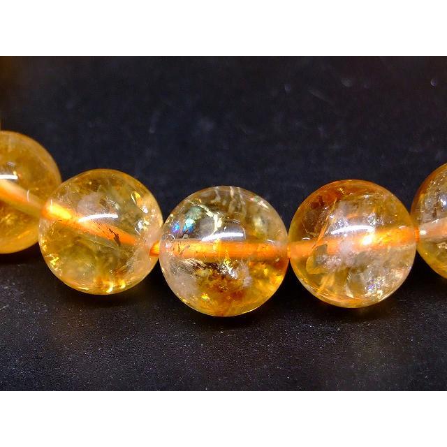天然石 パワーストーン 66783 虹入り シトリン 黄水晶 11mm〜12mm AA