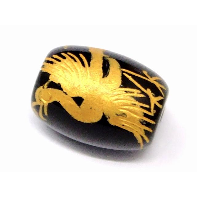 天然石 パワーストーン 66894 オニキス 朱雀彫り金彫り11mm×15mm 1粒