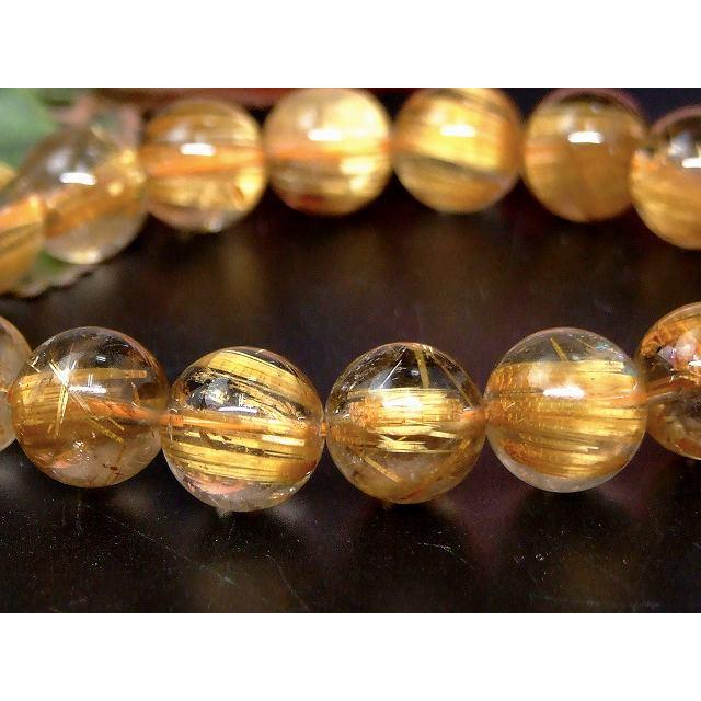 天然石 パワーストーン　　67551　　タイチンルチルクォーツ 針水晶 11mm〜12mm 4A ブレスレット 内径18cm ポーチ付き 送料無料 ブラジル産の画像