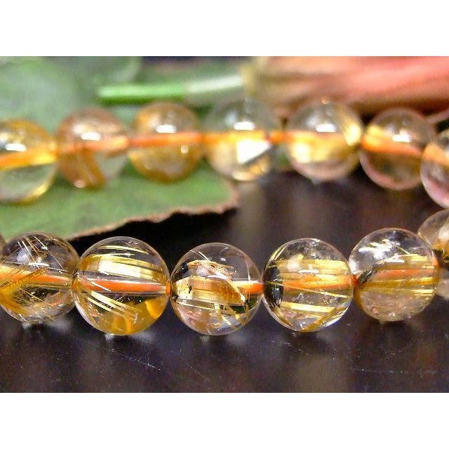 天然石 パワーストーン 67553 タイチンルチルクォーツ 針水晶 10mm