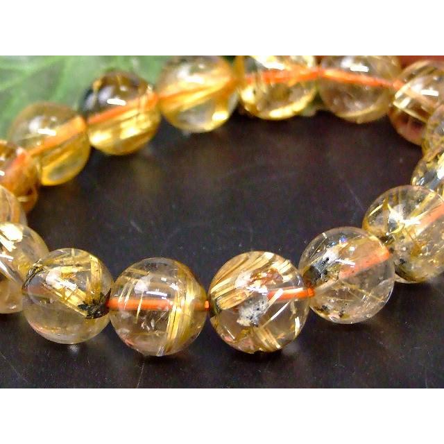 天然石 パワーストーン 67554 タイチンルチルクォーツ 針水晶 13mm