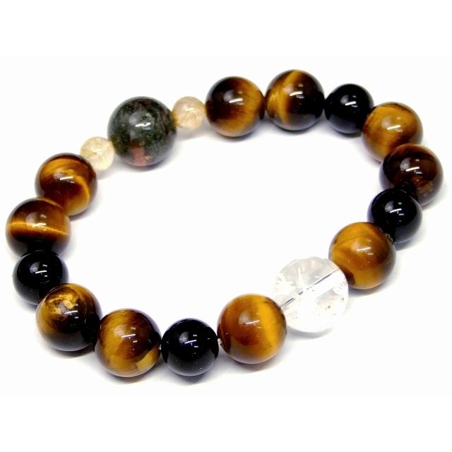 天然石 パワーストーン 67583 タイガーアイ オニキス 水晶龍素彫り