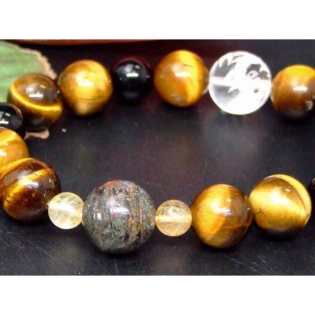 天然石 パワーストーン 67583 タイガーアイ オニキス 水晶龍素彫り