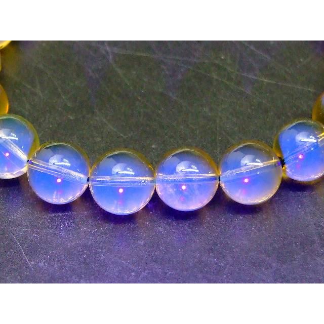 天然石 パワーストーン　　67843　　ブルーアンバー 琥珀 12mm 5A ブレスレット 内径18cm カラーチェンジ 太陽光 紫外線 樹脂 化石 メキシコ産_3