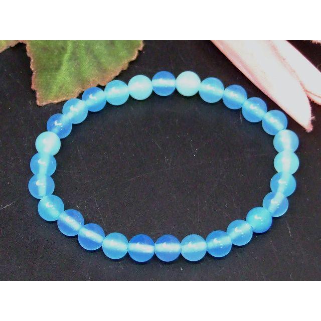 天然石 パワーストーン b3-43993 6mm AA 濃ブルーカルセドニー