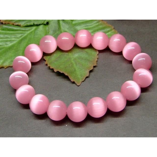 人工石 パワーストーン b3-43994 12mm ピンク キャッツアイ 猫目石