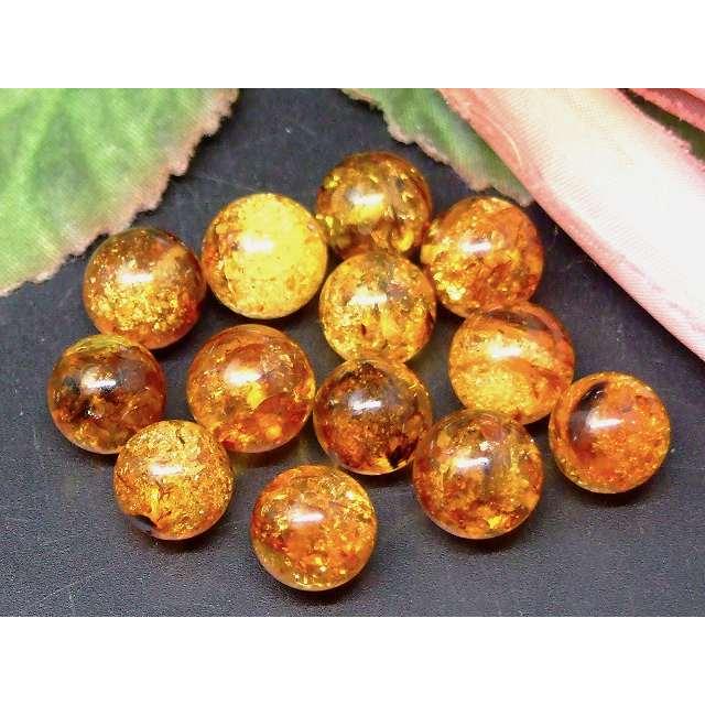 天然石 フラワーアンバー ☆花入り琥珀（フラワーアンバー）6㎜＆シトリンクォーツ4