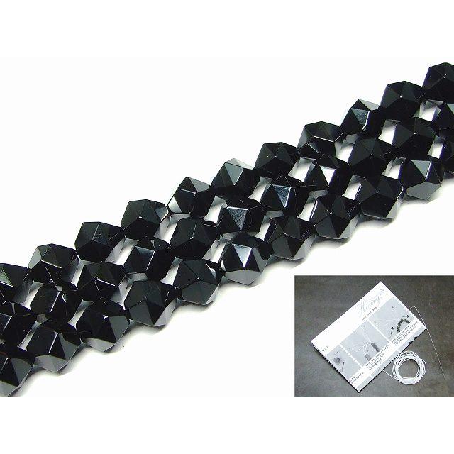 ≪g3-116K≫モリオン 黒水晶 10mm 5A スターカット 1連39cm 通し針