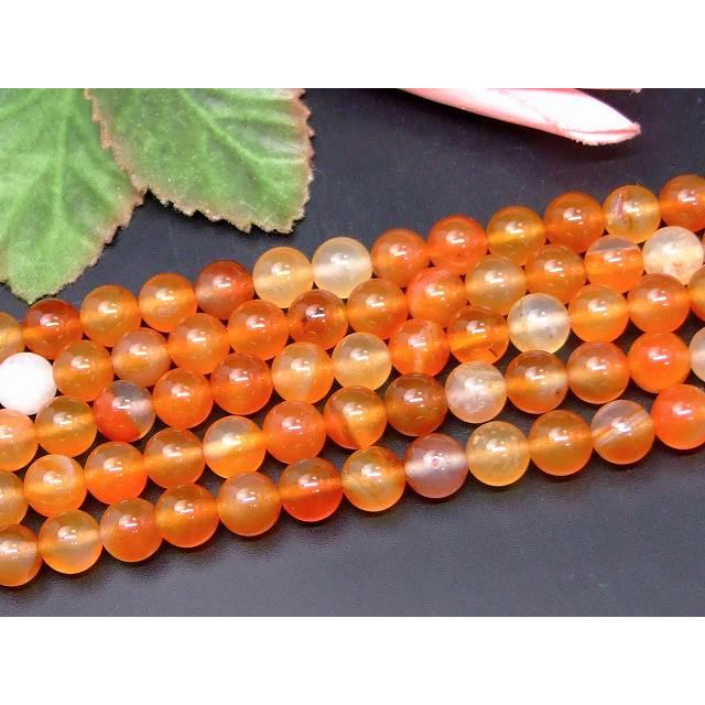 g3-142 8mm 5A カーネリアン ミックスカーネリアン 1連38cm 通し針