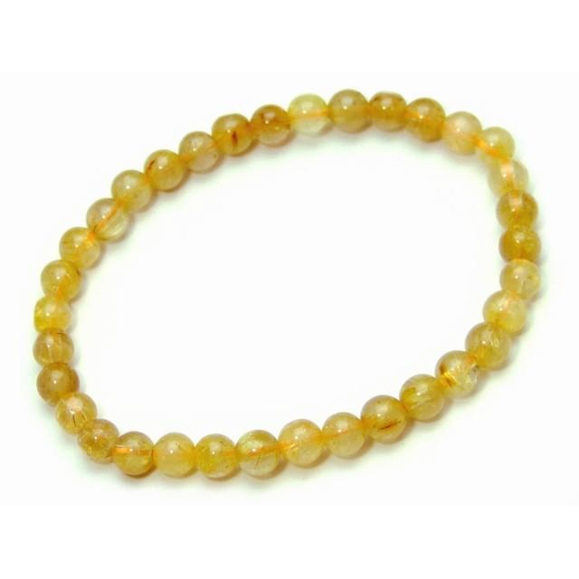 天然石】タイチンルチルブレスレット【6mm玉】【18cm径】
