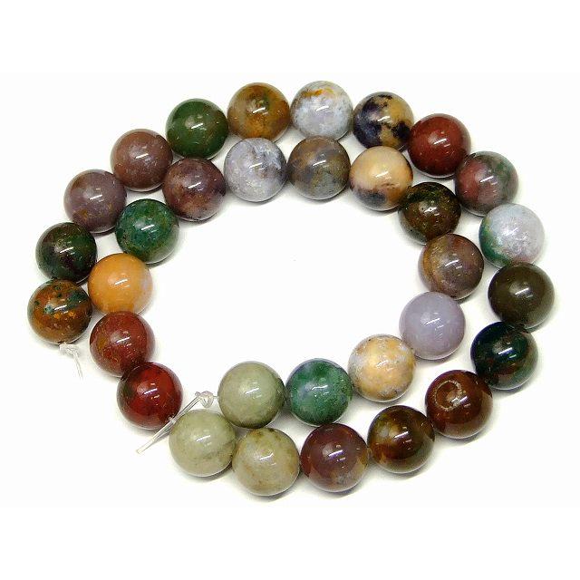 ≪g3-152E≫12mm モスアゲート 苔瑪瑙 苔メノウ 1連39cm 通し針、解説