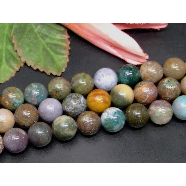 ≪g3-152E≫12mm モスアゲート 苔瑪瑙 苔メノウ 1連39cm 通し針、解説