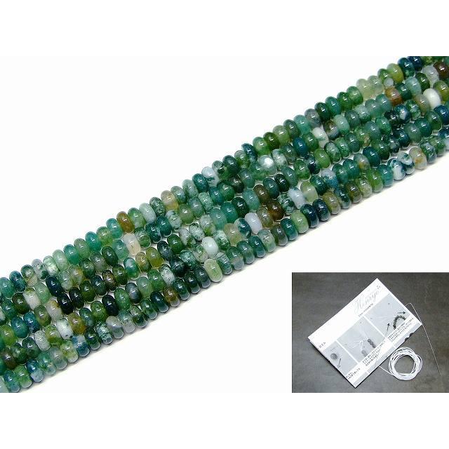 天然石 パワーストーン g3-160A モスアゲート 苔瑪瑙 4mm×2mm ソロバン