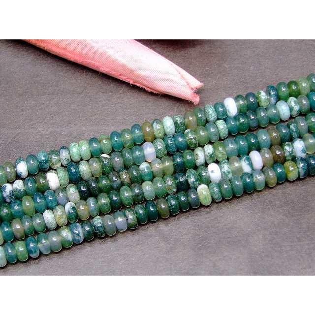 天然石 パワーストーン g3-160A モスアゲート 苔瑪瑙 4mm×2mm ソロバン