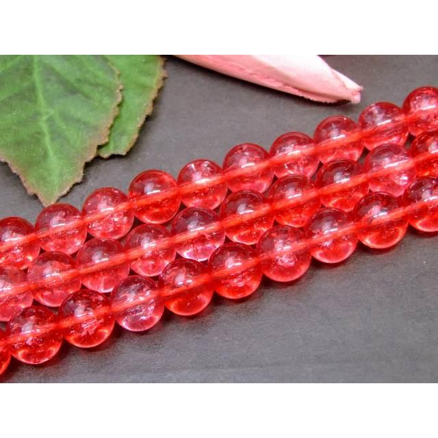 ≪g3-1621E≫10mm 赤爆裂水晶 クラッククォーツ クラック水晶 1連39cm