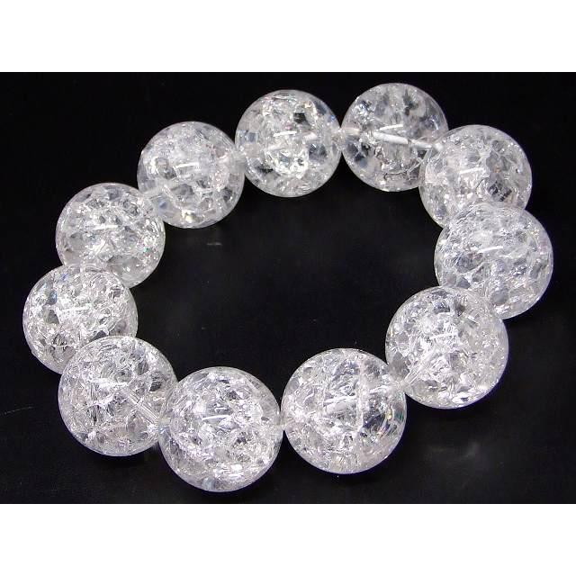 天然石 パワーストーン g3-1637F 虹入り クラック水晶 20mm 5A