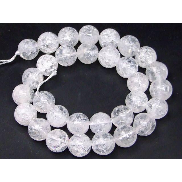 ≪g3-1645C≫クラック水晶 12mm〜13mm AA 爆裂水晶 1連38cm 通し針