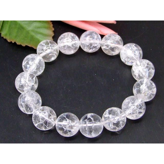 天然石 パワーストーン g3-1648E クラック水晶 14mm A ブレスレット