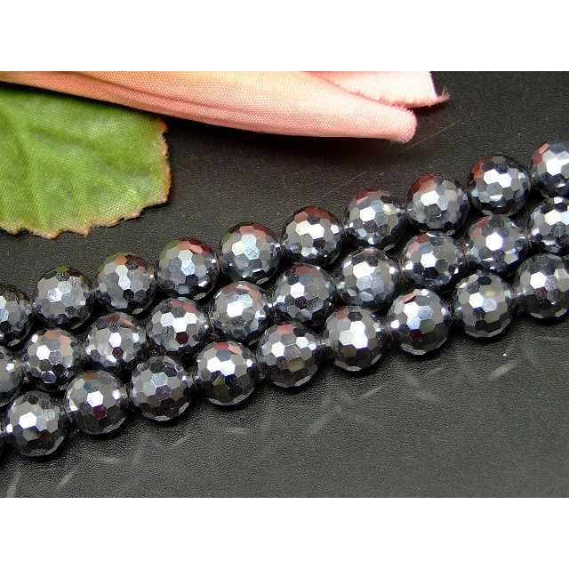 g3-1728D 今月30%off テラヘルツ鉱石 8mm AAA 128面カット 1連約39cm