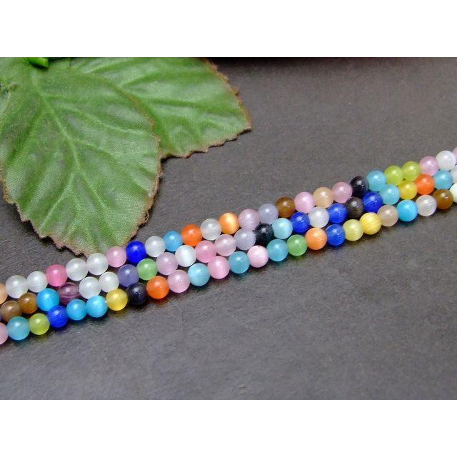 ≪g3-1911Q≫○4mm○ミックス猫目石キャッツアイ 1連36cm 通し針