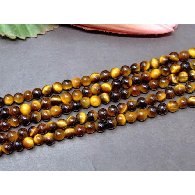 g3-2016F 鑑別済・本物保証 4mm A イエロータイガーアイ 1連38cm 通し