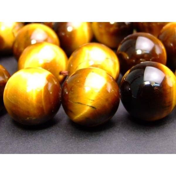 虎　石　タイガース ≪g3-2044≫○鑑別済・本物保証○18mm タイガーアイ 黄虎目石 1連39cm