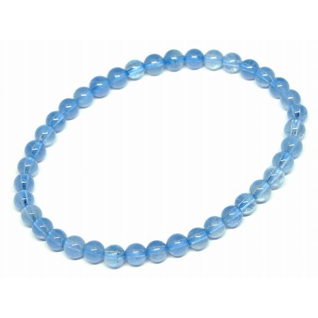 ≪g3-2155D≫アクアマリン 6mm 5A 内径16cm ブレスレット ポーチ付き 