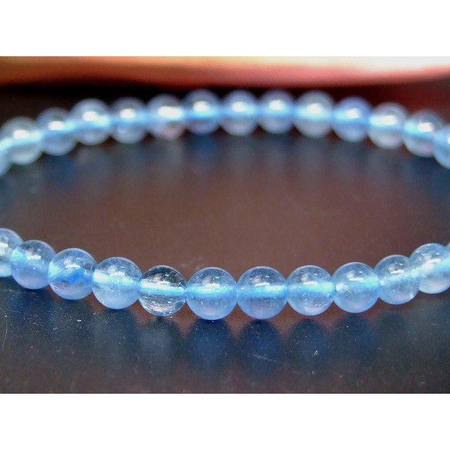 ≪g3-2155D≫アクアマリン 6mm 5A 内径16cm ブレスレット ポーチ付き 