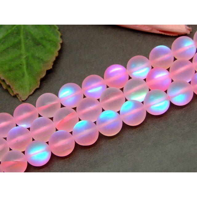 0441　カラーストーン 天然石 パワーストーン 3 人工石 パワーストーン g3-216E フロスト ピンク ムーンストーン 月