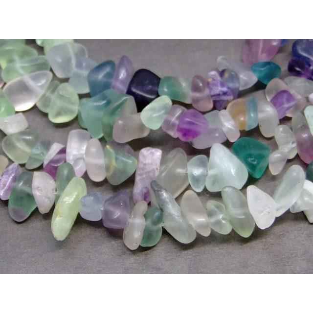 g3-330G ミックスフローライト 彩蛍石 さざれ 穴あり 1連78cm 通し針