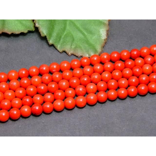 g3-341D 3mm〜4mm AA 赤珊瑚 サンゴ コーラル 1連39cm 通し針、解説書