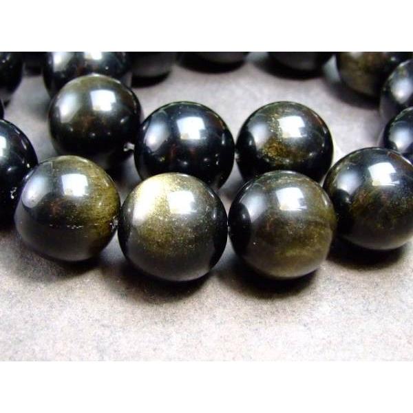 g3-385H 18mm 5A ゴールドオブシディアン 金曜石 1連39cm 通し針、解説