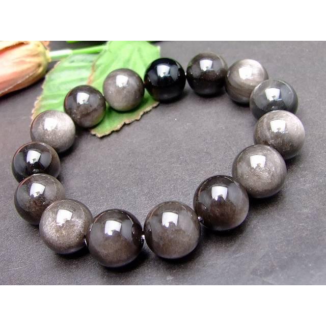 天然石 パワーストーン g3-393M 12mm AA シルバーオブシディアン