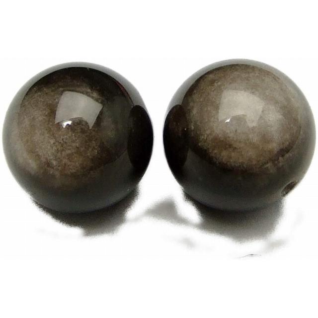 天然石 パワーストーン g3-396 銀 シルバーオブシディアン 18mm 5A 1粒
