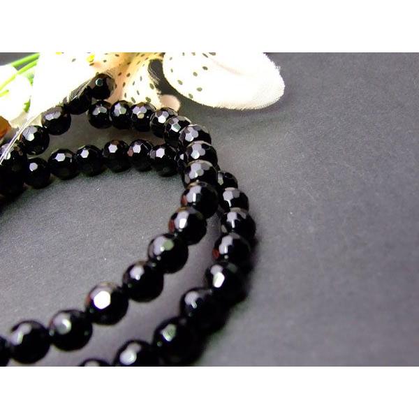 g3-491C 送料無料有 最高級 5A 6mm 128面カット ブラックオニキス 1