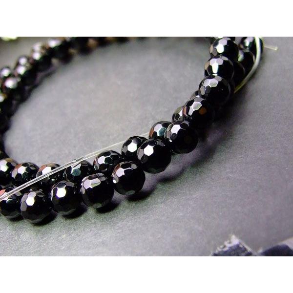 g3-491C 送料無料有 最高級 5A 6mm 128面カット ブラックオニキス 1