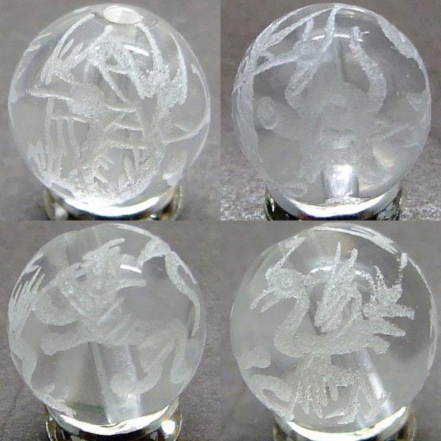 天然石 パワーストーン g3-2331A 12mm 手彫 四面風水四神 四面四神