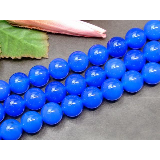 天然石 パワーストーン g3-525C 濃ブルーカルセドニー AAA 12mm 1連