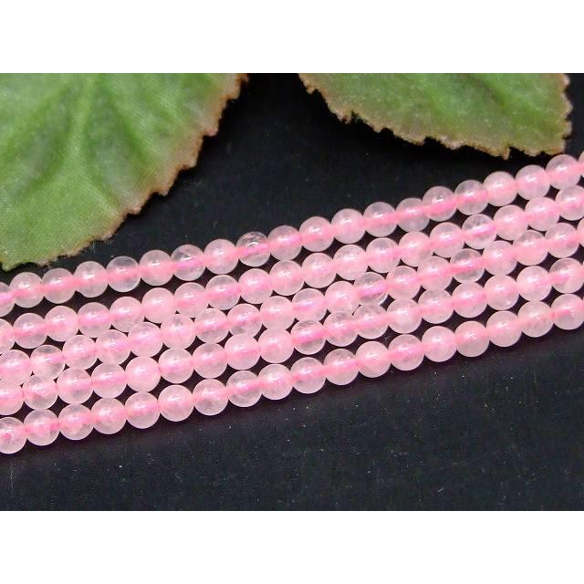 ≪g3-77H≫ローズクォーツ 3mm AA 紅水晶 1連39cm 通し針、解説書、1m