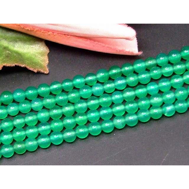 ≪g3-995E≫4mm AA グリーンアゲート 緑瑪瑙 メノウ 1連39cm 通し針