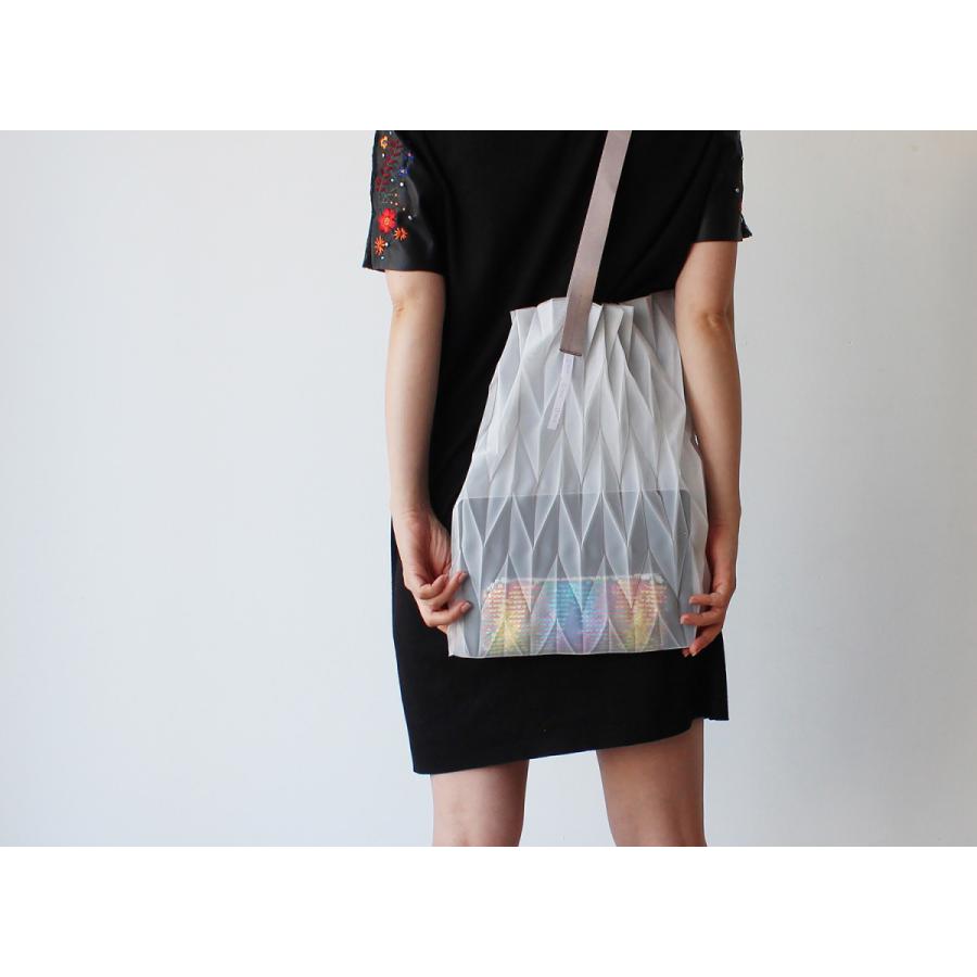 zero：Pleats bag L（ヘリンボーン）プリーツ・バッグ L：ショルダーバッグ 軽い 透ける 透明感 UDZERO025